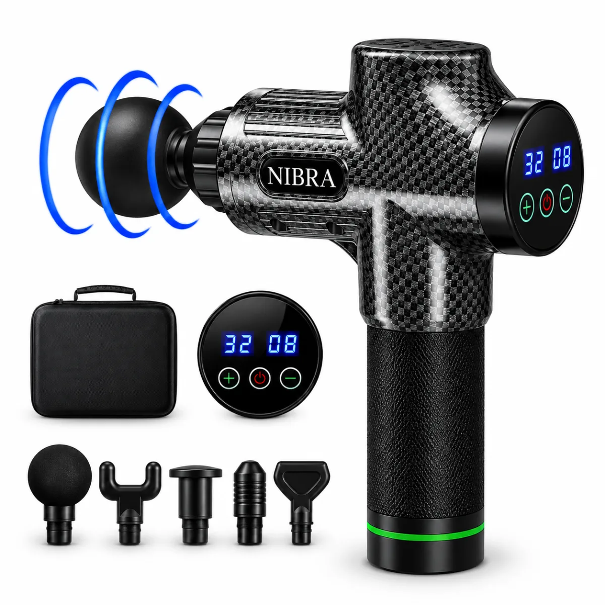 PISTOLA MASAJEADOR FASCIAL GUN PROFESIONAL (32 VELOCIDADES) - NIBRA