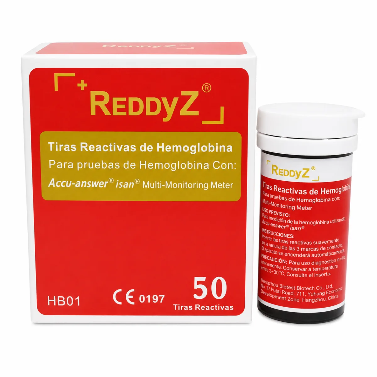TIRAS REACTIVAS DE HEMOGLOBINA (HB01) X 50 UND - REDDYZ