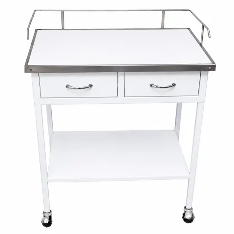 MESA AUXILIAR BASICO CON CAJON (2 CUERPOS) RODABLE X 01 UND. - CROMADO - NACIONAL