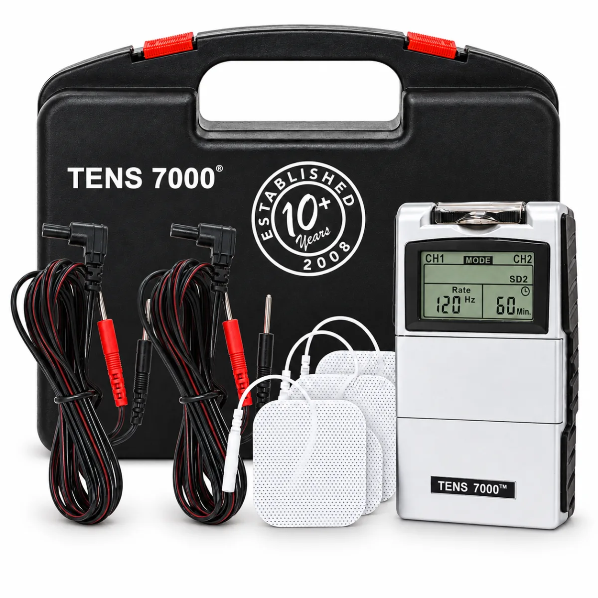 ELECTRO ESTIMULADOR PORTATIL (2 CH - 4 PARCHES) - TENS 7000