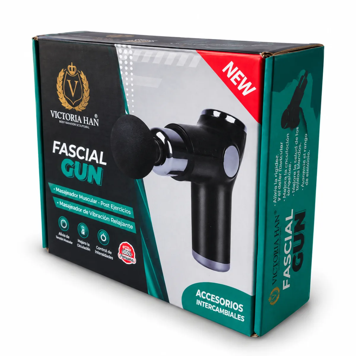 PISTOLA MASAJEADOR FASCIAL GUN CON ACCESORIOS - VICTORIA HAN