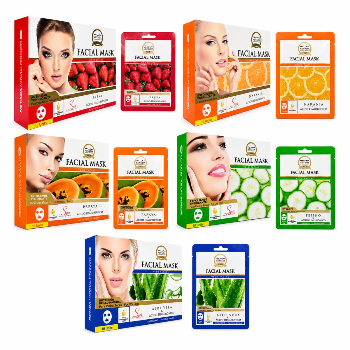 MASCARILLA CON ÁCIDO HIALURÓNICO 100G. X 10 UND. - NEVADA