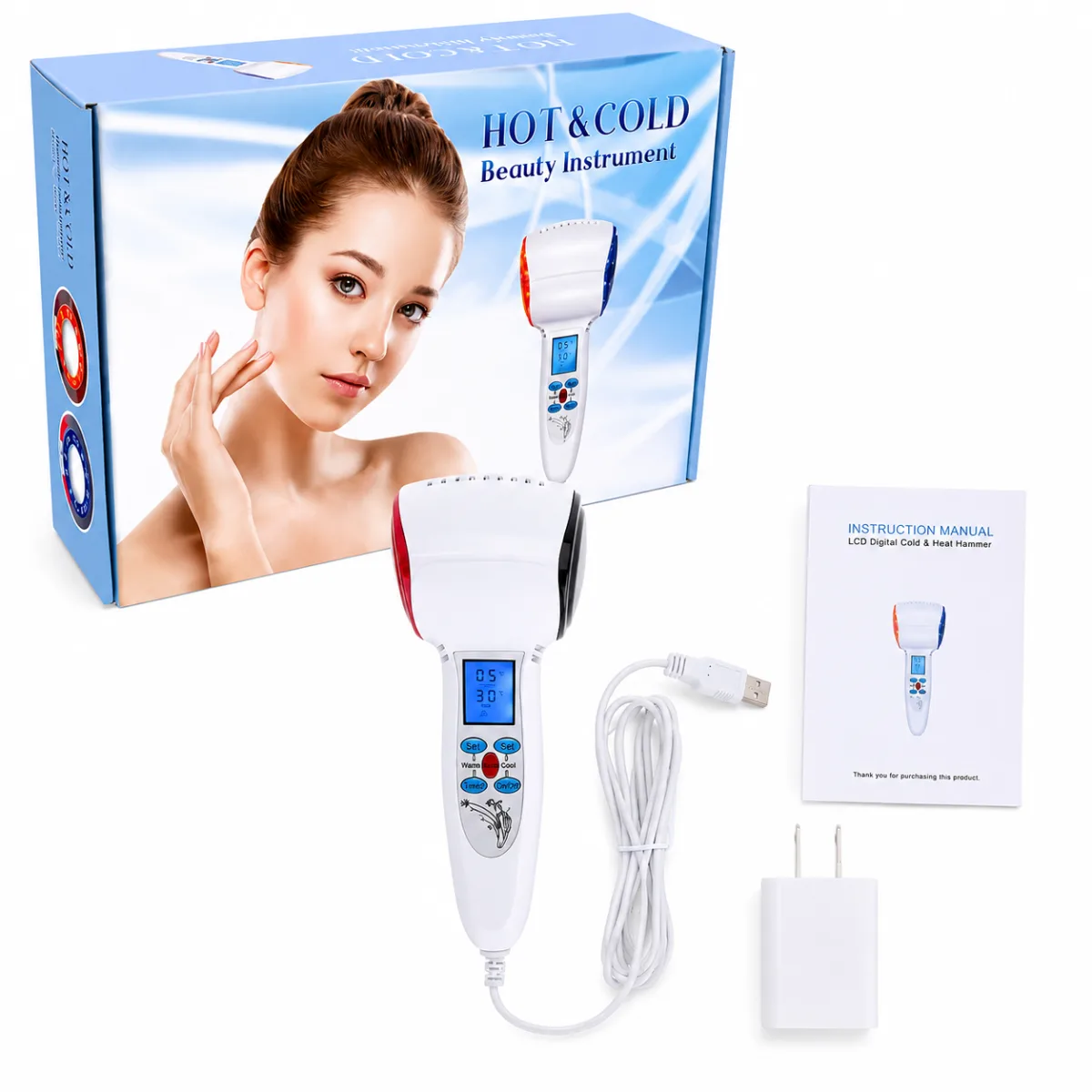 MARTILLO MASAJEADOR FACIAL PORTÁTIL (CALIENTE /FRÍO) X 01 UND. - IMPORTADO