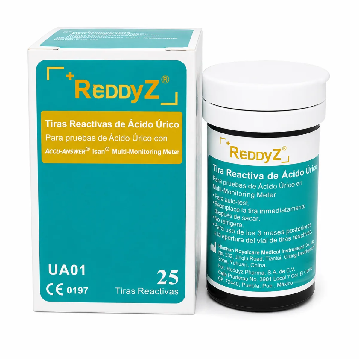 TIRAS REACTIVAS DE ACIDO URICO (UA01) X 25 UND - REDDYZ