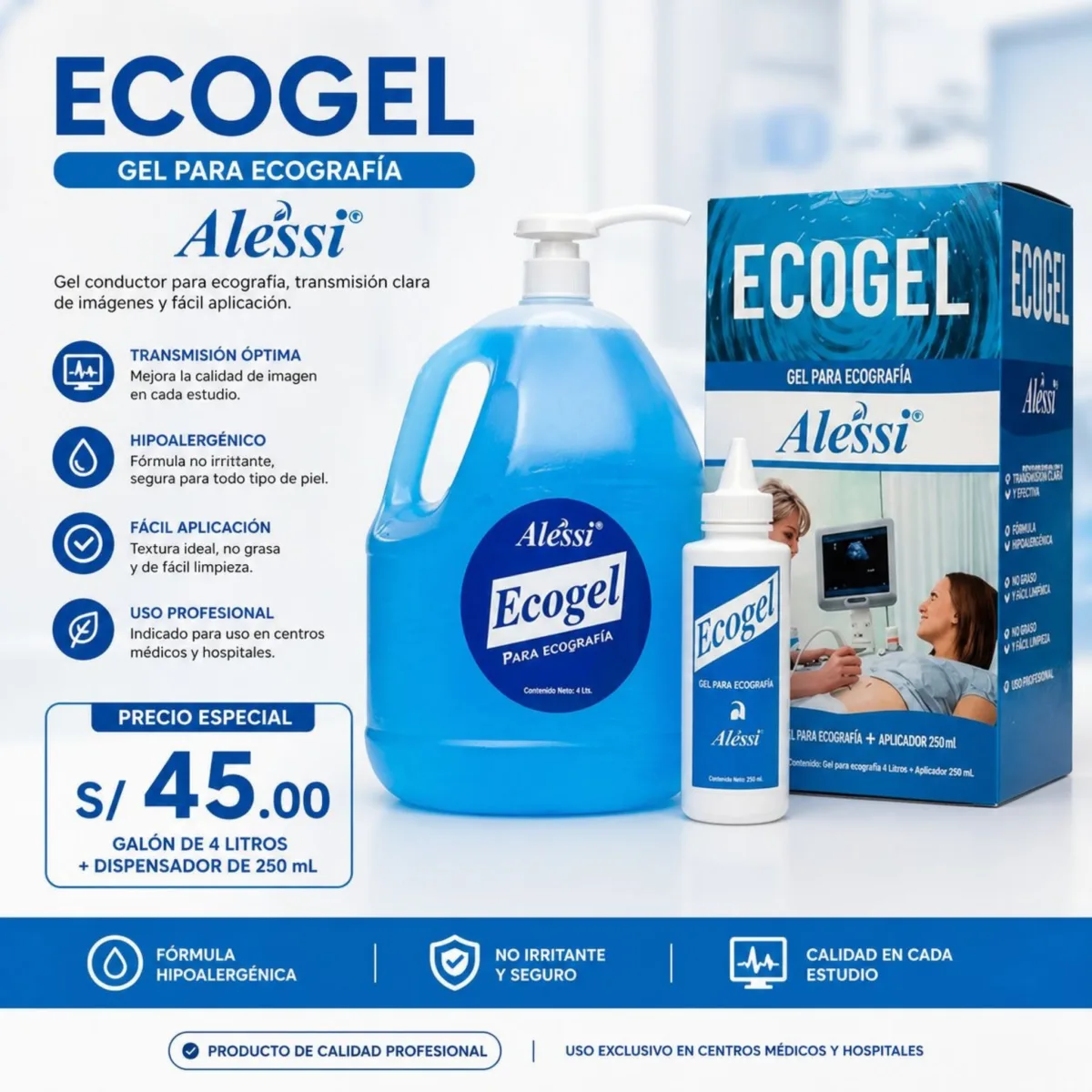GEL CONDUCTOR (ECOGEL) CON APLICADOR 1GL. X 01 UND. - ALESSI