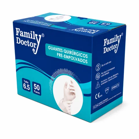 GUANTE QUIRÚRGICO (PRE-EMPOLVADO) X 50 PARES - FAMILY DOCTOR